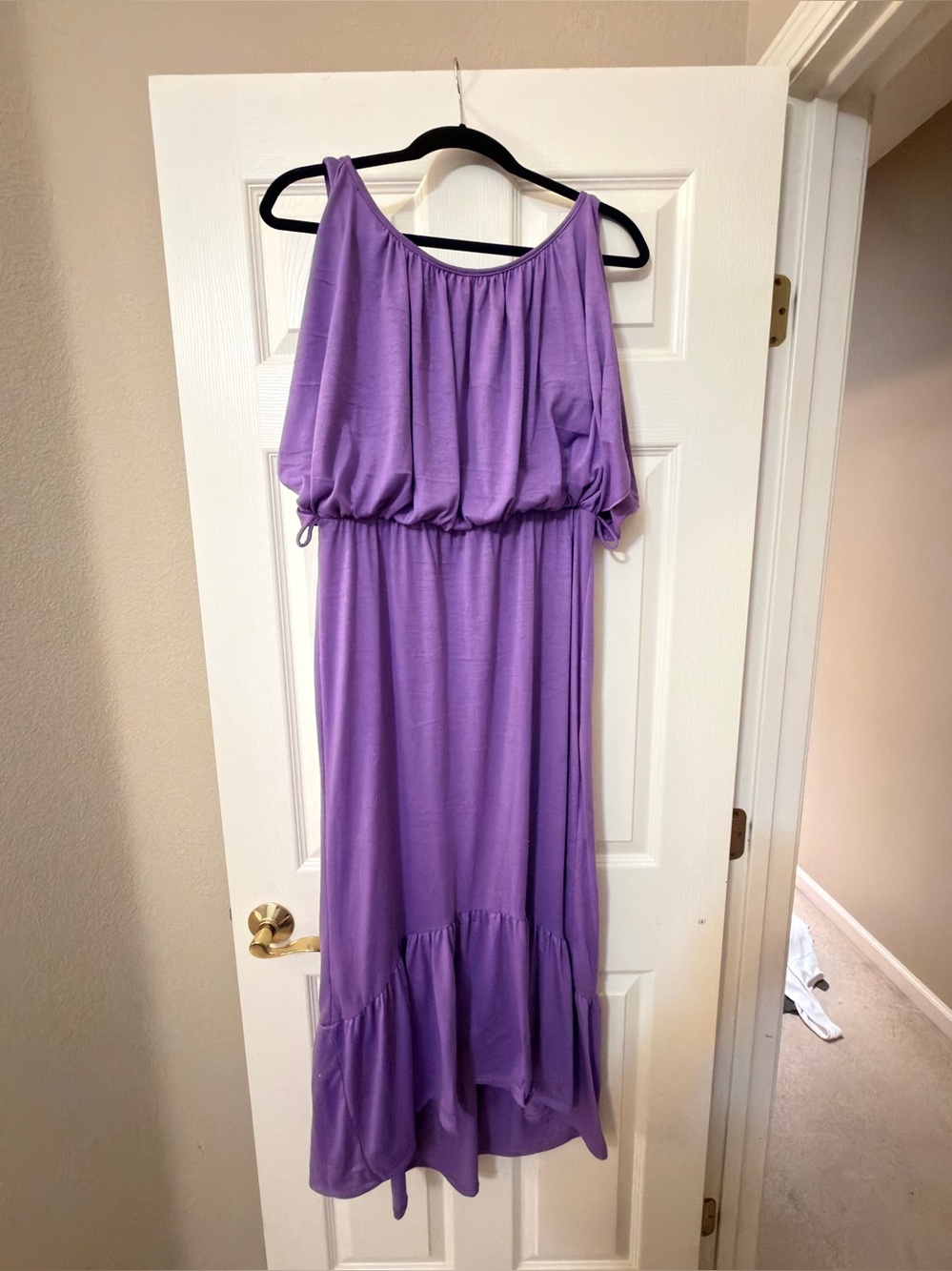 Jonathan Martin Purple Cold Shoulder Maxi Dress Made in USA